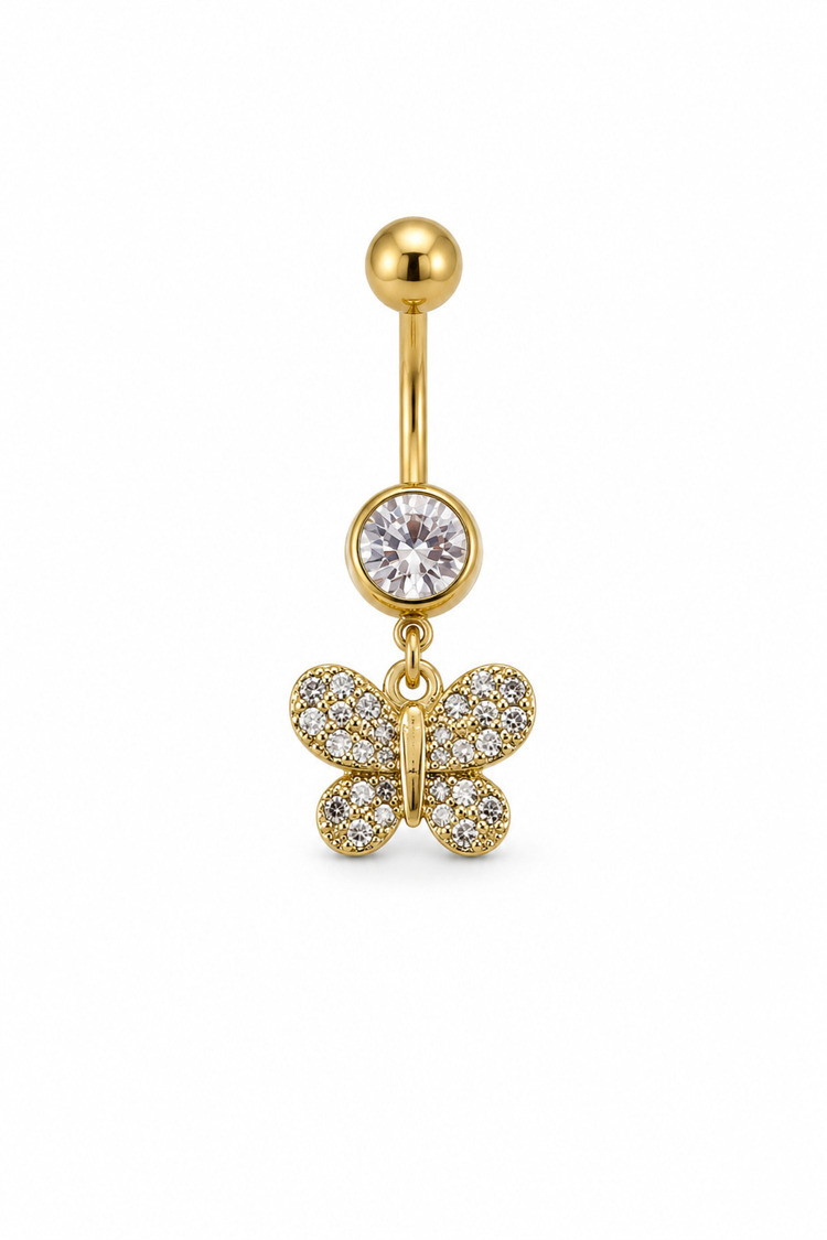 Çelik Sallantılı Kelebek Göbek Piercing