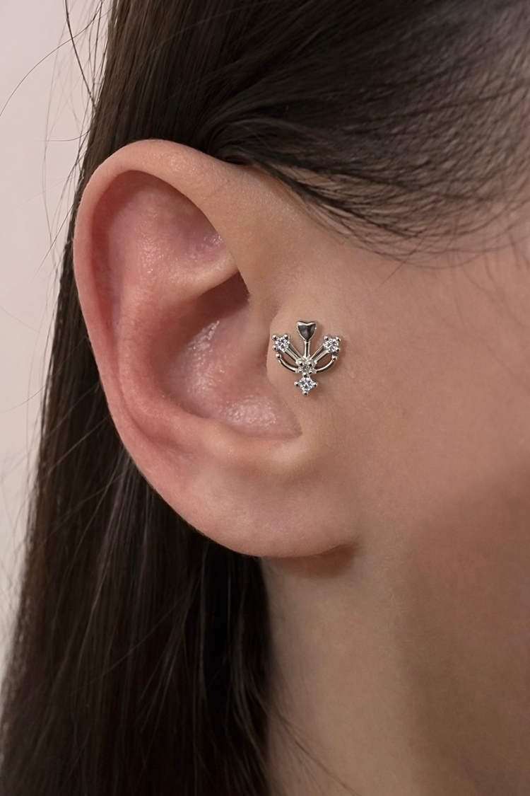 Çelik Tektaş Kalp Piercing