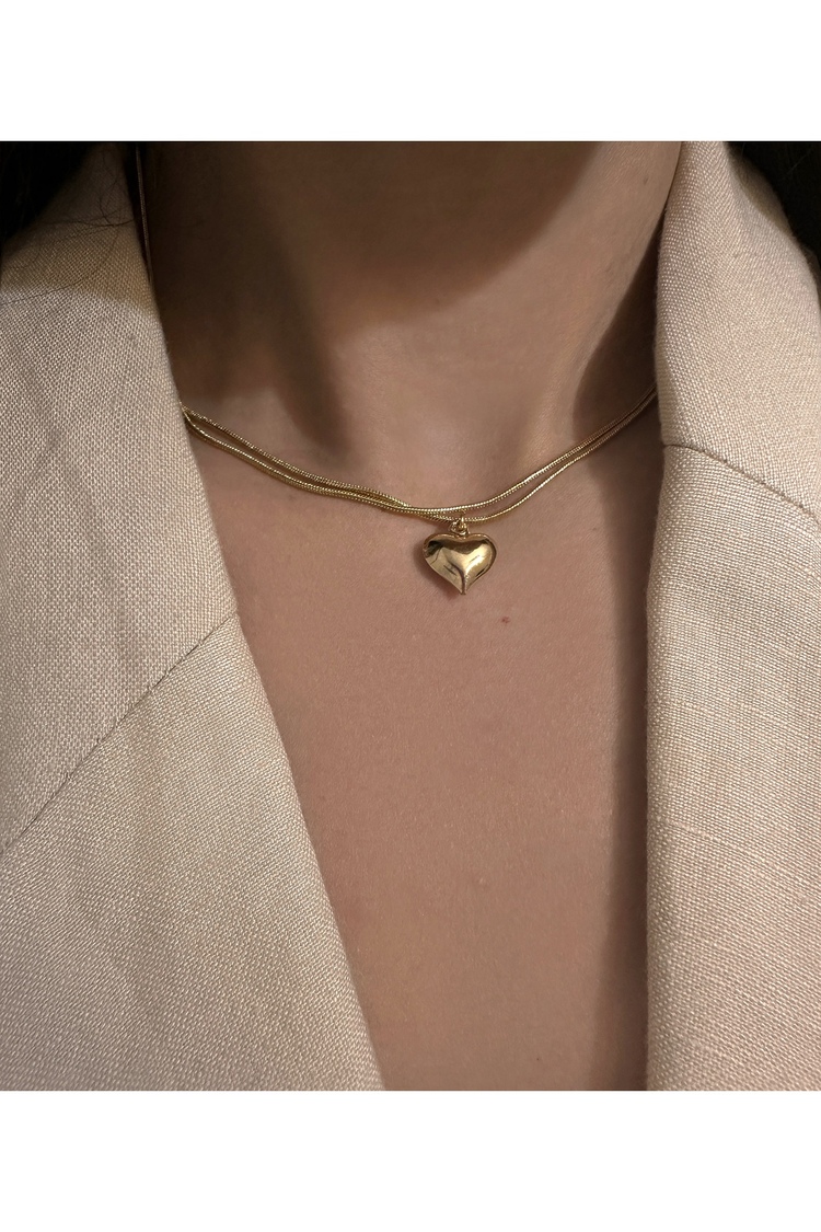 Çift Zincir Kalp Choker Kolye