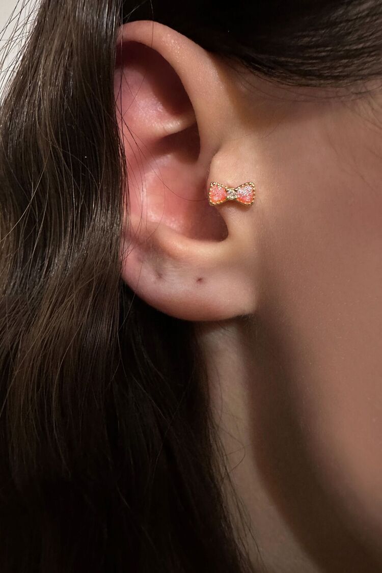 Cerrahi Çelik Pembe Taşlı Fiyonk Piercing