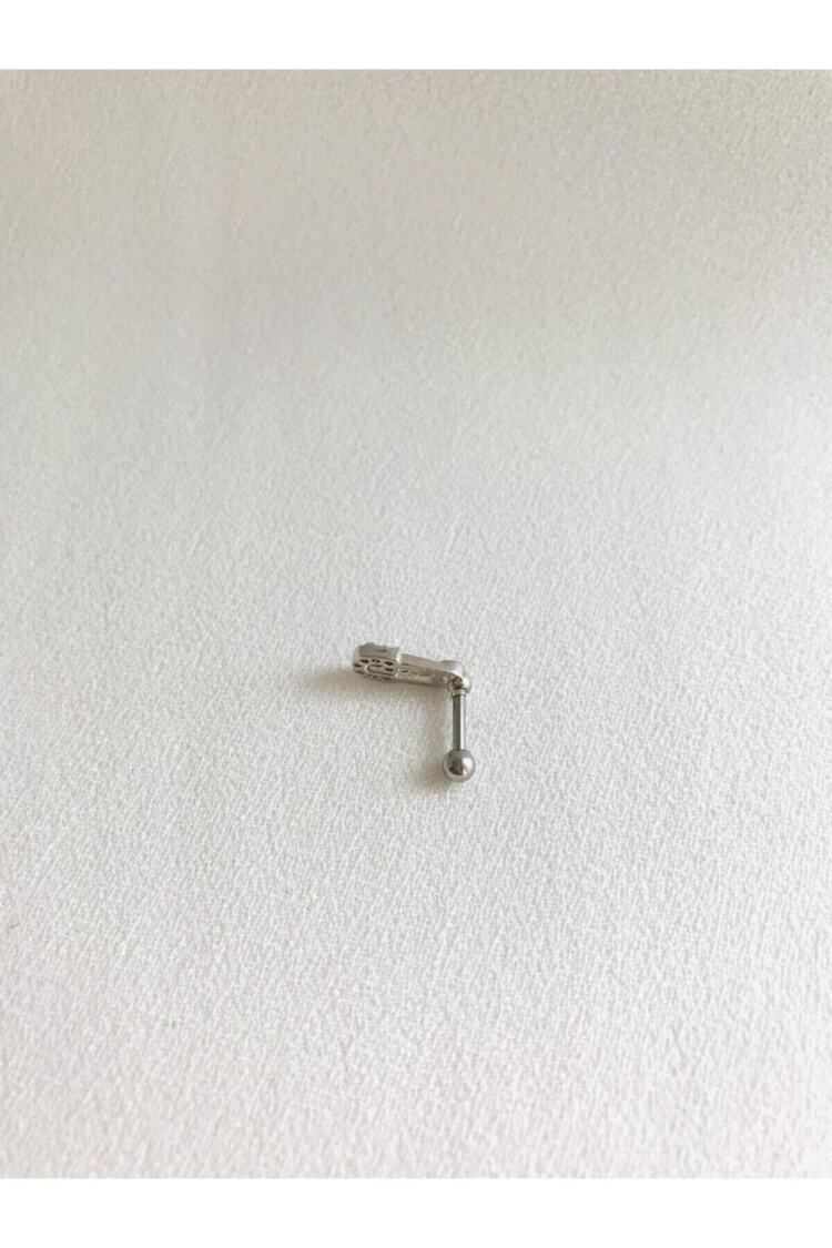 Kadın Silver Rengi Cerrahi Çelik Şimşek Tragus Kıkırdak Piercing 6mm