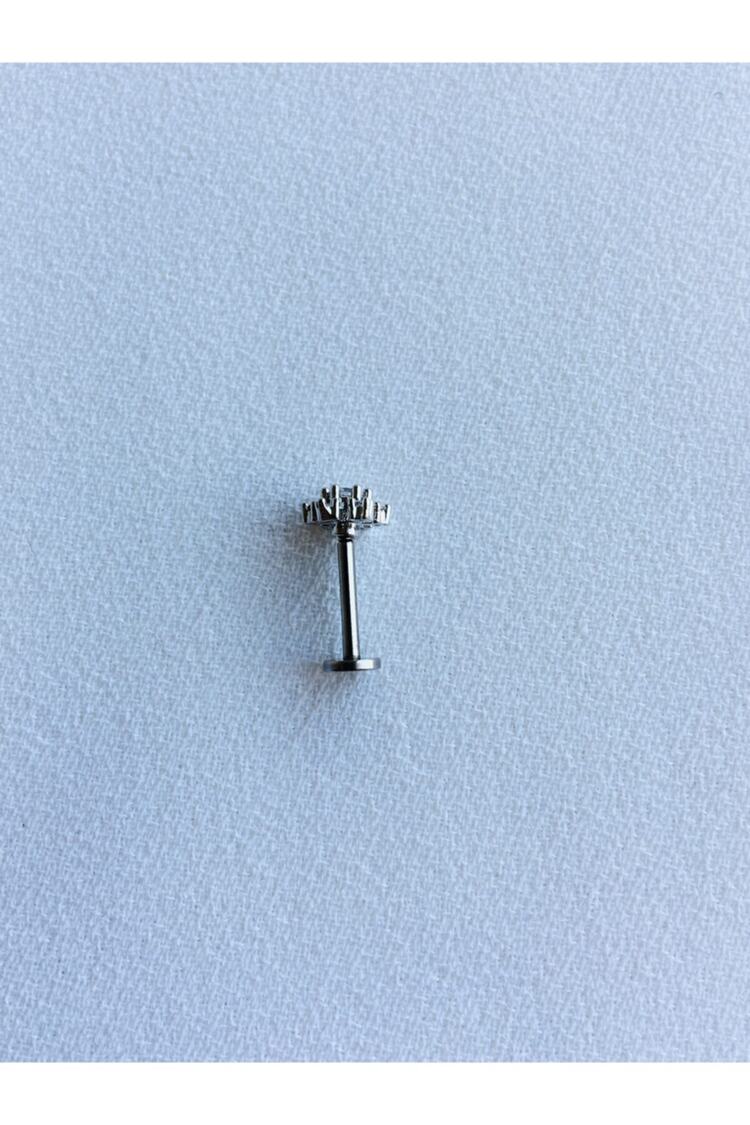 Cerrahi Çelik Kadın Silver Rengi Kar Tanesi Tragus Kıkırdak Piercing
