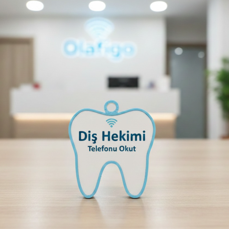 Diş Hekimi NFC Standı - Klinik İçin Akıllı Randevu ve Yorum Paneli