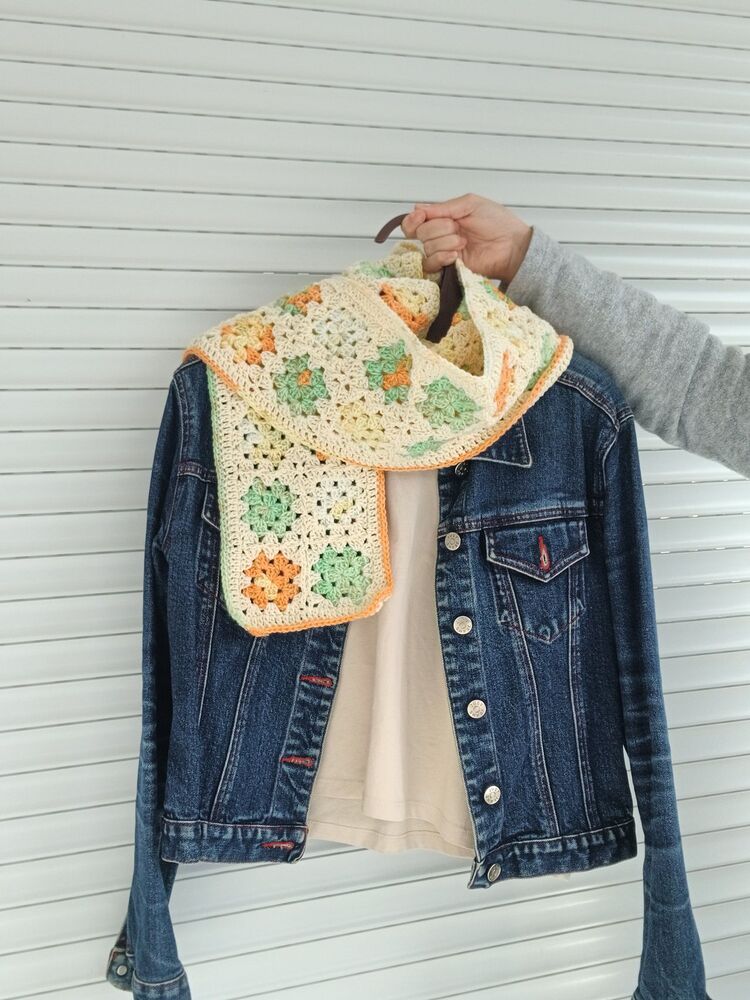 Motifli atkı - krem