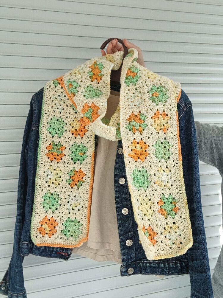 Motifli atkı - krem