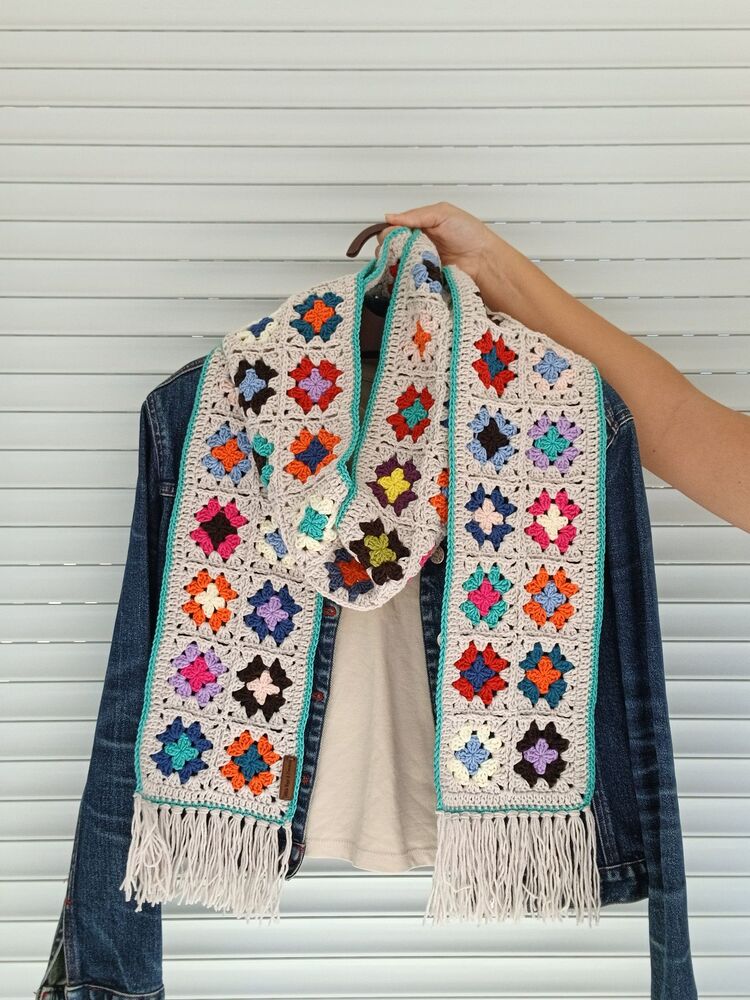 Motifli atkı - karışık renkli 