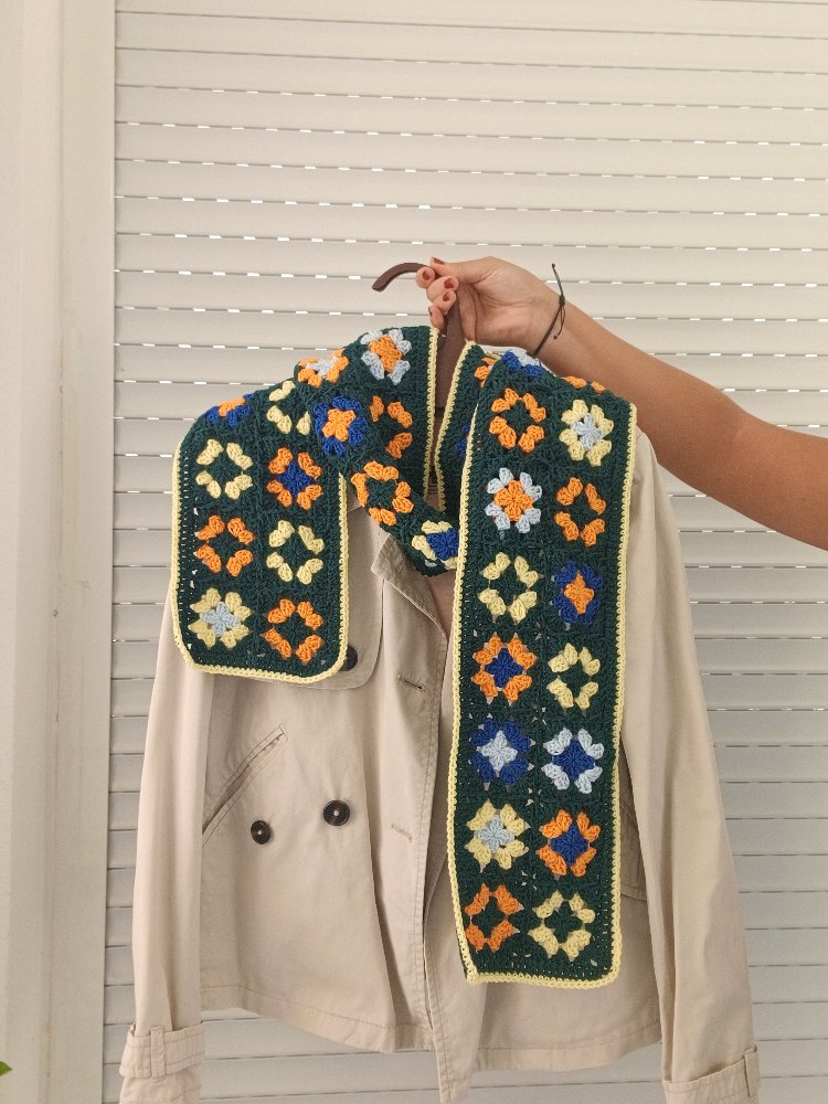 motifli atkı - yeşil