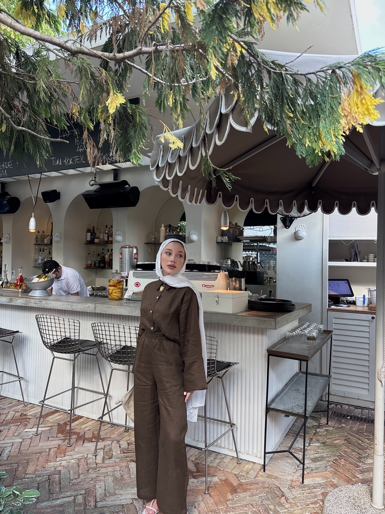 %100 KAHVERENGİ KETEN TAKIM