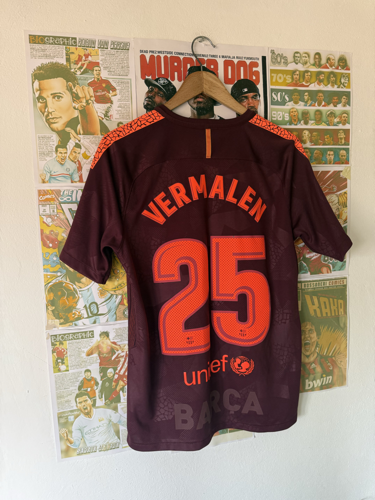 Orijinal Barcelona 2017-18 Thomas Vermaelen Koleksiyonluk Deplasman Forması (M)