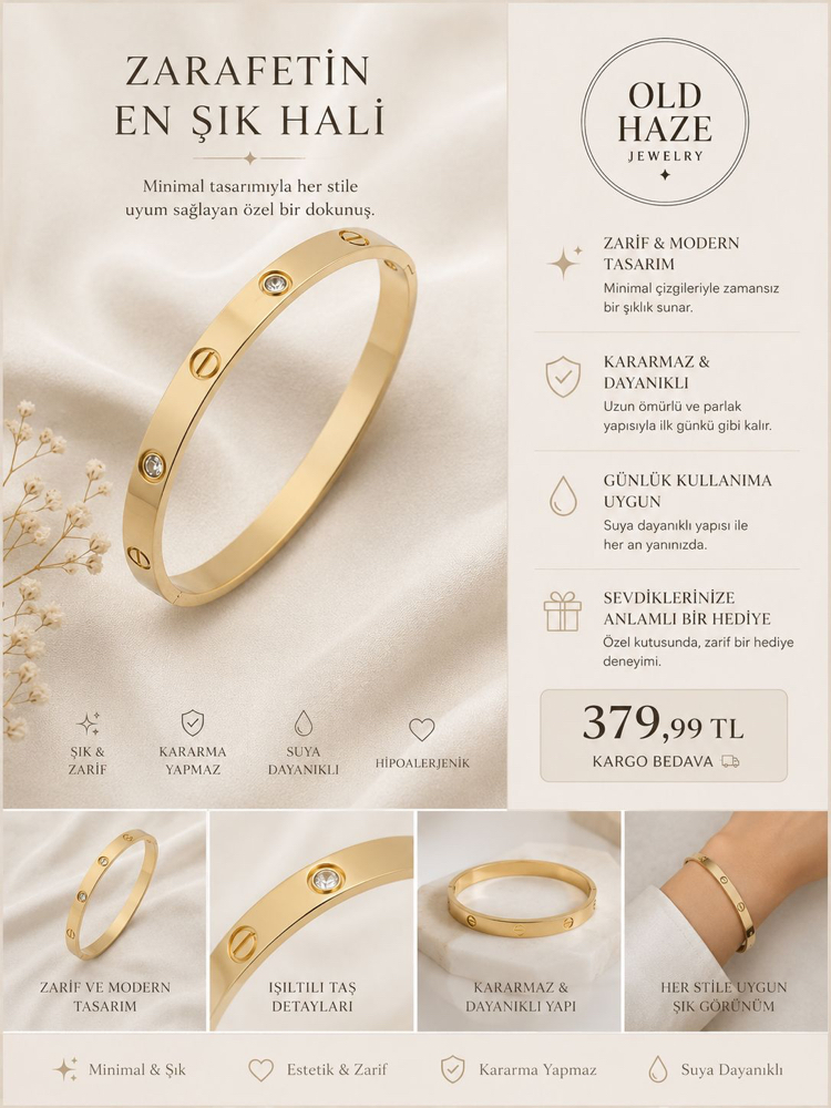 Çelik Bileklik Gold