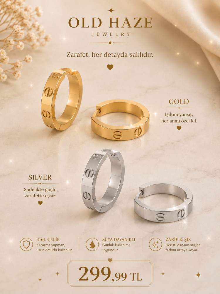 Çelik Küpe Gold