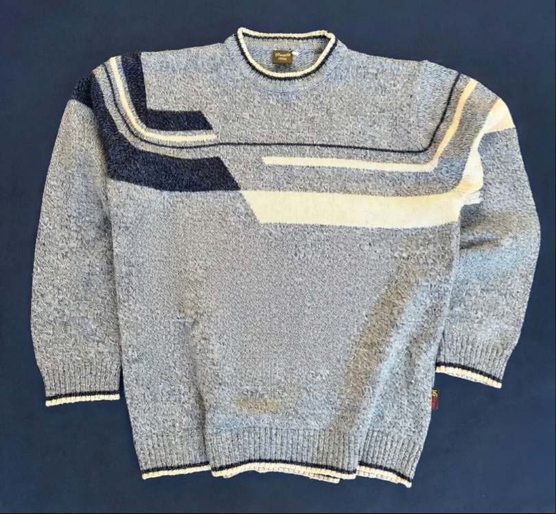 Vintage Geometrik Desenli Kazak
