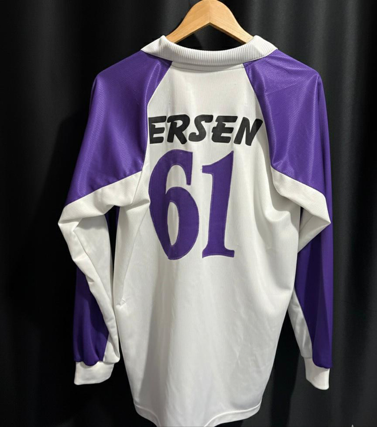Mor- Beyaz Çizgili Polo Yaka Vintage Futbol Forması