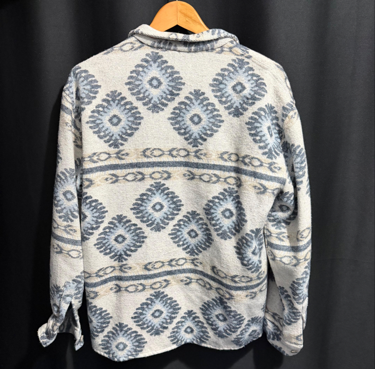 Vintage Dokuma Desenli Oversize Gömlek