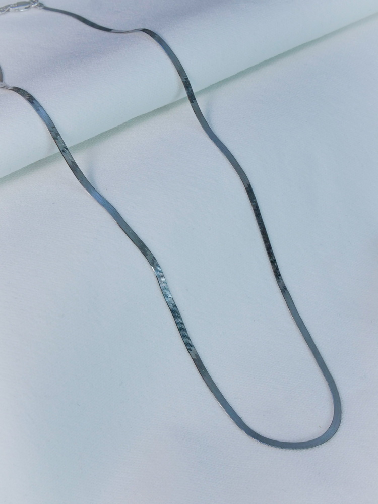Wide Silver Flat Weave Kolye