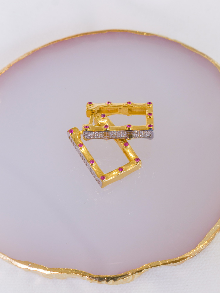 Golden Aurora Rectangles Küpe