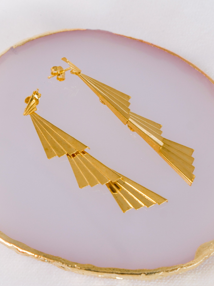 Golden Cascade Fan Küpe