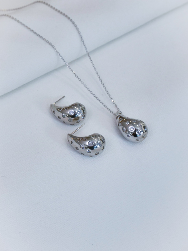 Diamond Drop Küpe Kolye Seti
