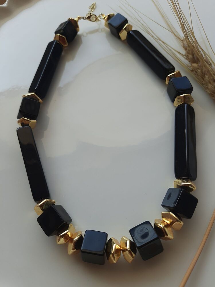 Siyah-Gold Kolye