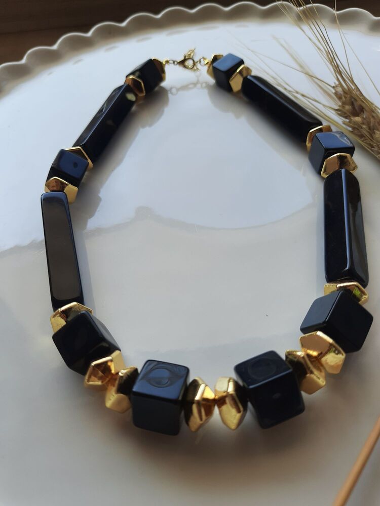 Siyah-Gold Kolye