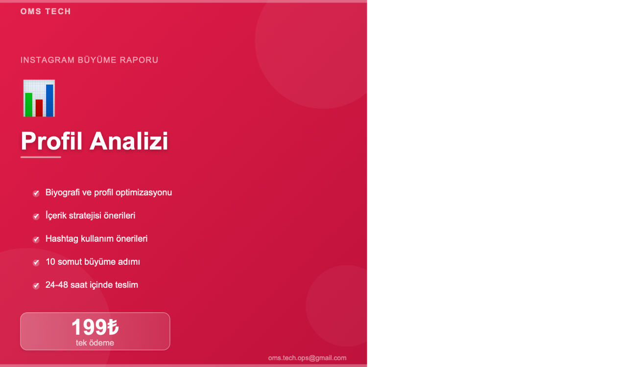 Instagram Profil Analizi ve Büyüme Önerileri | Yapay Zeka | 199₺
