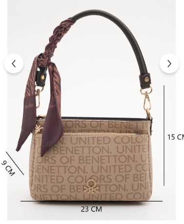 BENETTON Monogram Desen Orta Boy Kol Çantası bnt1898