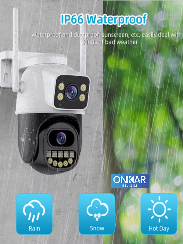 6MP 1080P Full HD Wi-Fi Çift Lensli Gece Görüşlü Suya Dayanıklı Dış Ortam Kamera