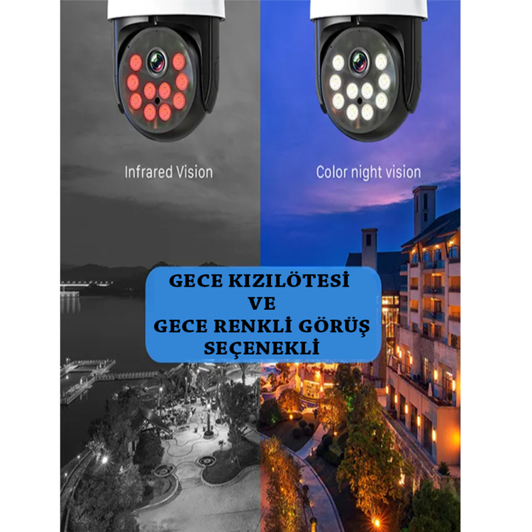 3MP WİFİ HAREKETLİ SESLİ GECE RENKLİ KABLOSUZ GÜVENLİK KAMERASI