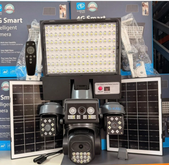 OKAM PRO PREMİUM 4G-334 4 KAMERALI PROJEKTÖRLÜ 4G SOLAR GÜVENLİK KAMERASI