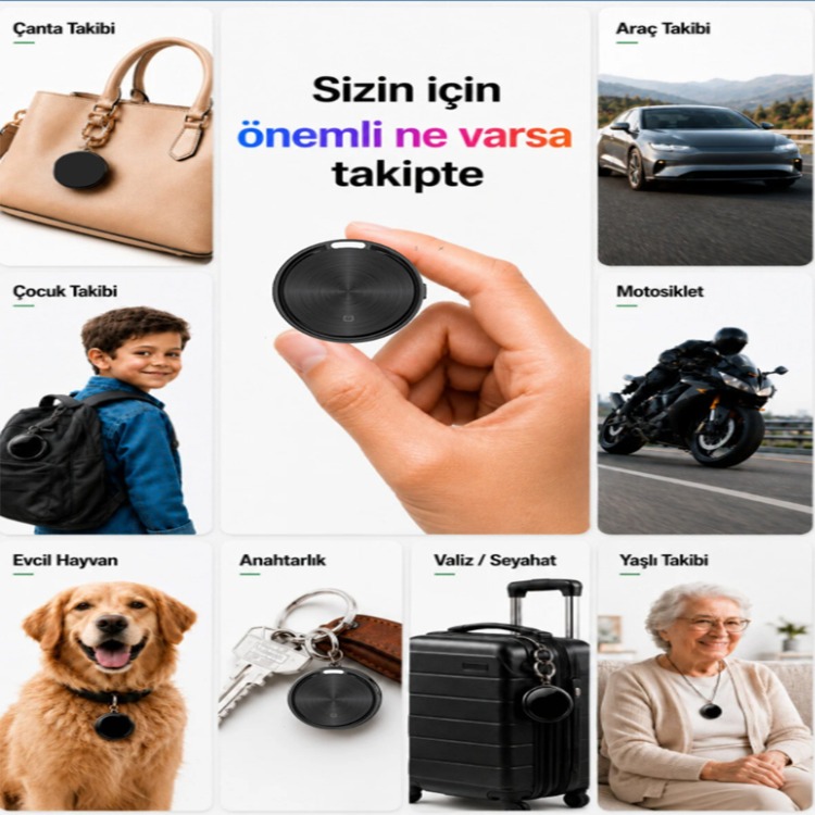 ONKAR TAG Ios & Android Uyumlu Airtag Akıllı Gps Takip Cihazı(SİYAH)
