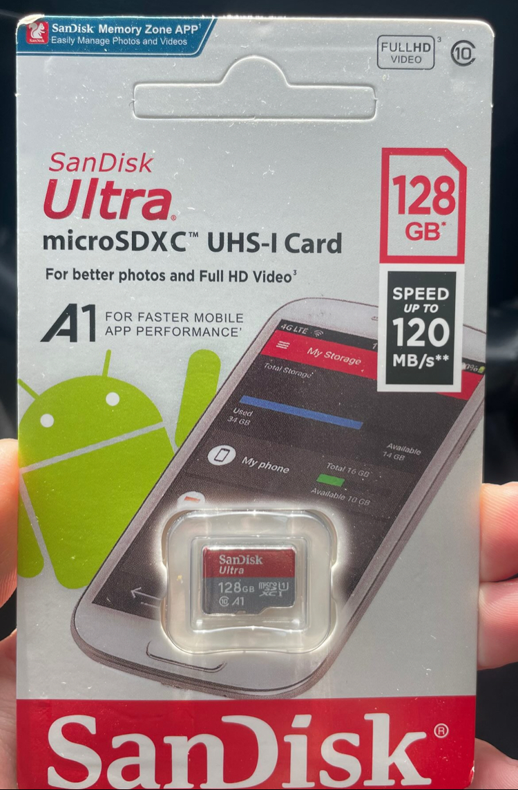 Sandisk 128GB MikroSD XC 120/MBPS Kamera Uyumlu Hafıza Kartı