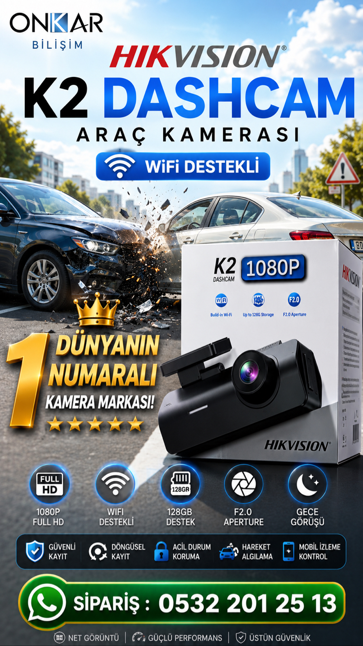 Hikvision K2 Dashcam WİFİ Araç Kamerası