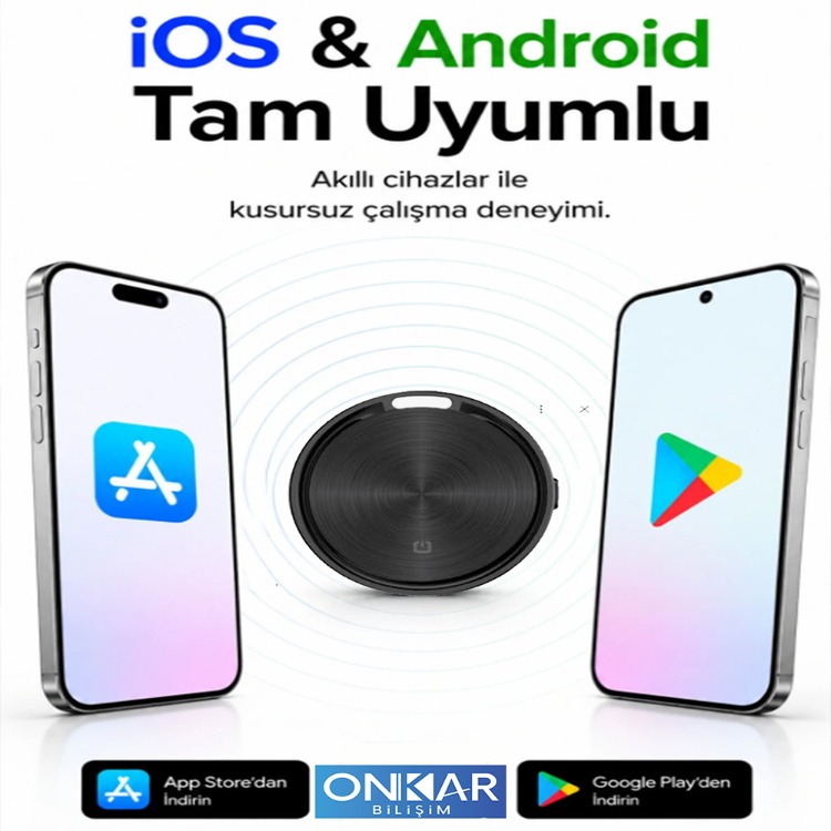 ONKAR TAG Ios & Android Uyumlu Airtag Akıllı Gps Takip Cihazı(SİYAH)