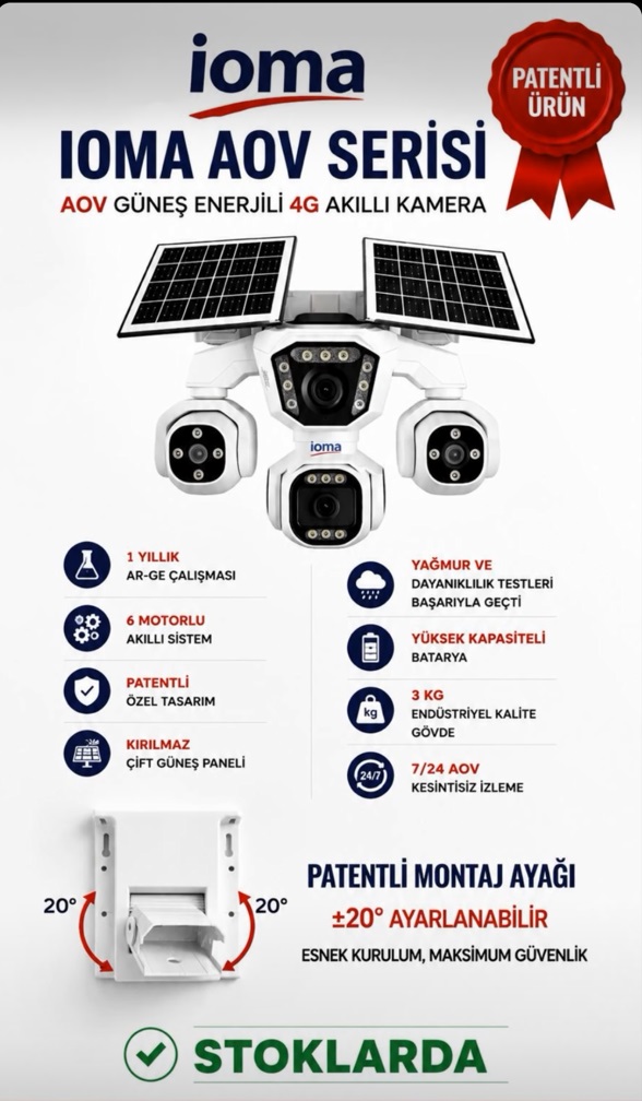 IOMA SG407 4 KAMERALI 3PTZ'li 4G Solar Güvenlik Kamerası TAM SET