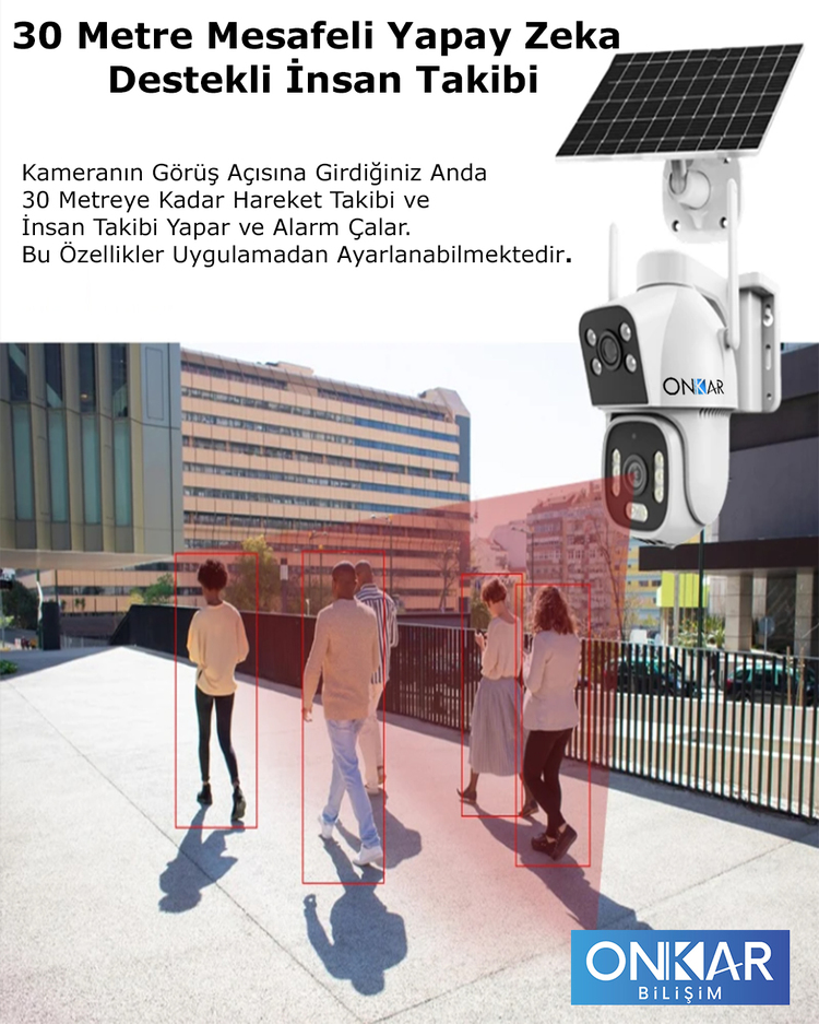 ONKAR 4MP eSim Özellikli Güneş Enerjili 7/24 Kayıtlı Güvenlik Kamerası