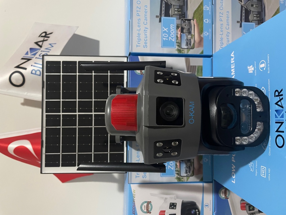 Okam Pro 6020 Solar Güneş Enerjili 4G Sim Kartlı 15MP 3 Lens 10X Optik Zoom Güvenlik Kamerası