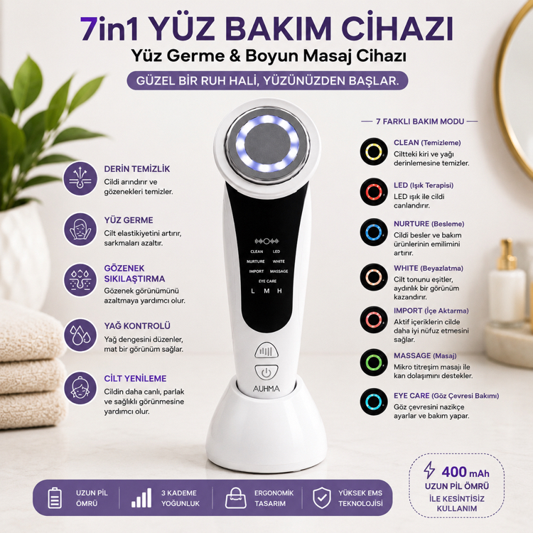 7’si 1 Arada Yüz Bakım & Masaj Cihazı