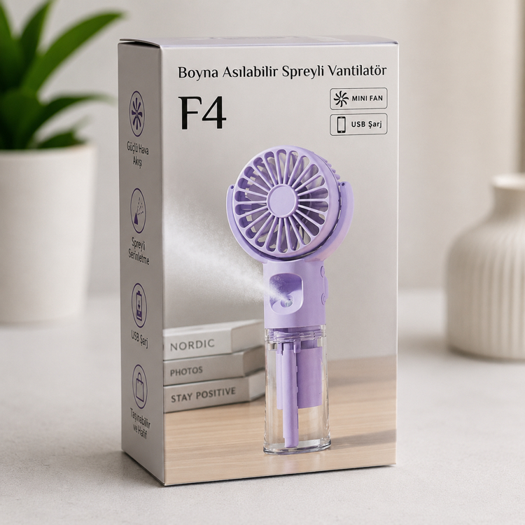 Boyna Asılabilir Spreyli Mini Vantilatör (F4)