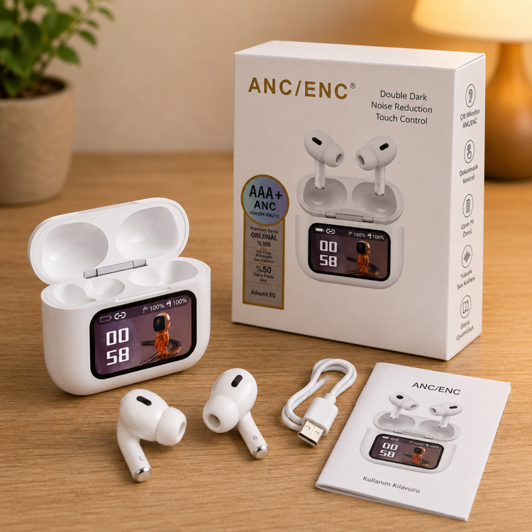 ANC/ENC Kablosuz Bluetooth Kulaklık – Dokunmatik & Gürültü Engelleme