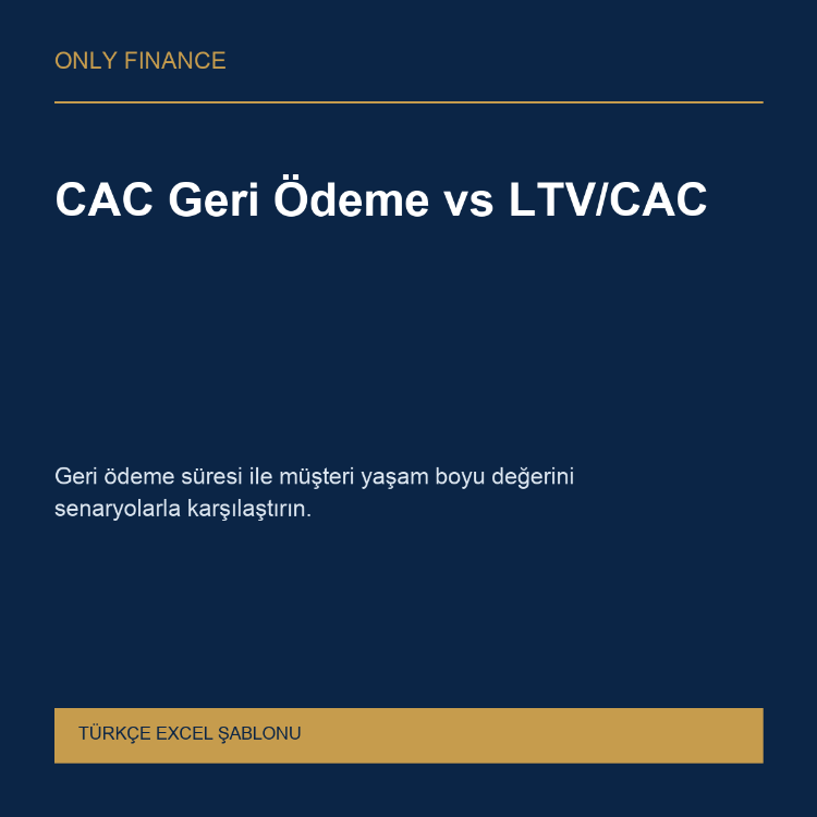 CAC Geri Ödeme ve LTV/CAC — Türkçe Excel