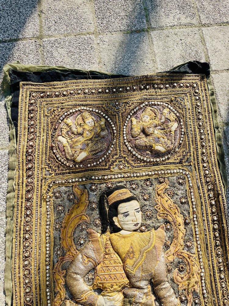 Antique Burmese Kalaga Tapestry