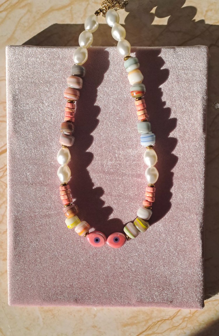 Pastel Tonlu Göz Kolye 