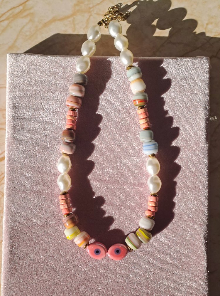 Pastel Tonlu Göz Kolye 