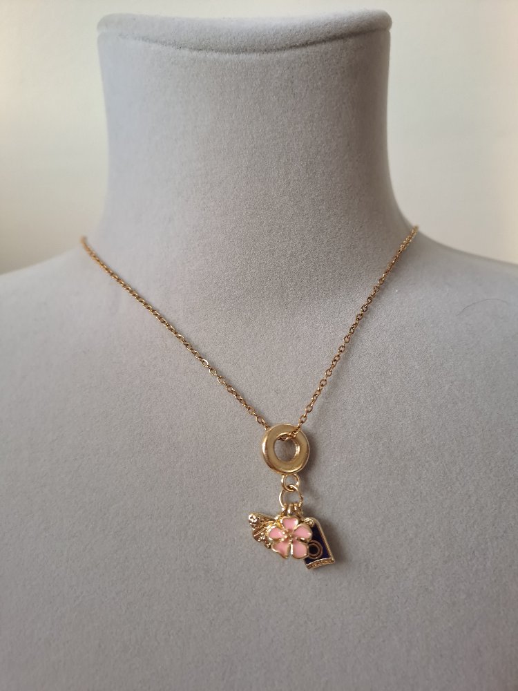 Charm Detaylı Çelik Kolye 