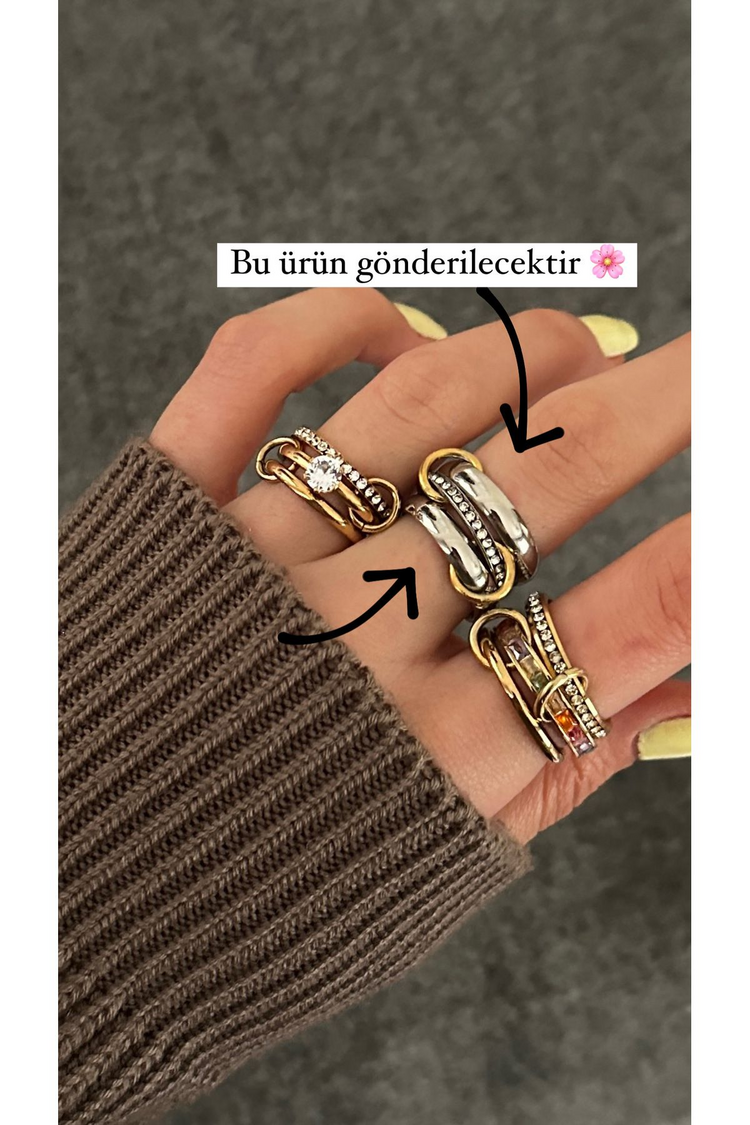 Sarmal Bold Model Full Gümüşe Altın Renk Halka