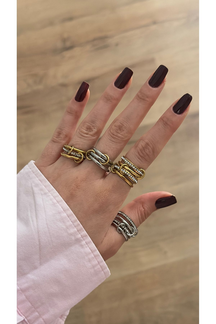 Sarmal Model Full Gümüş Renk Çelik Yüzük 
