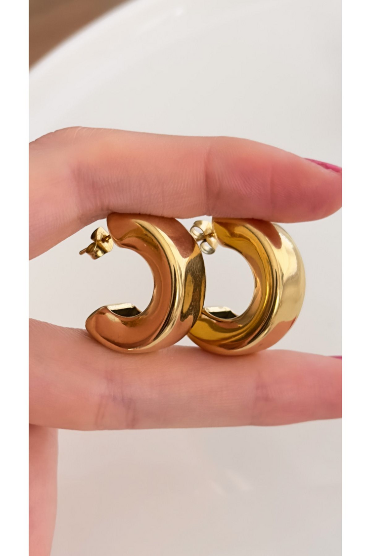 Bold Yarım Model Çelik Halka Küpe (2,5cm)