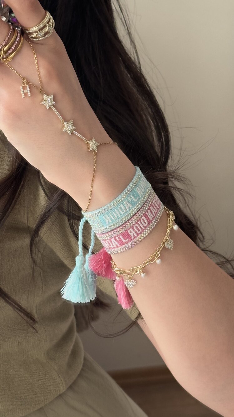 Taşlı cotton bileklik 