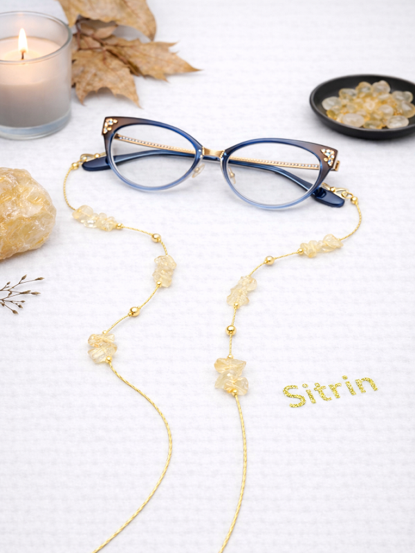 Sitrin Doğal Taşlı Gözlük Zinciri