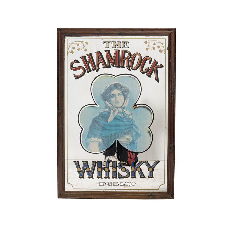 Vintage The Shamrock Whiskey Camaltı Boyama Büyük Boy Ayna. 98x68cm Ölçüsünde.